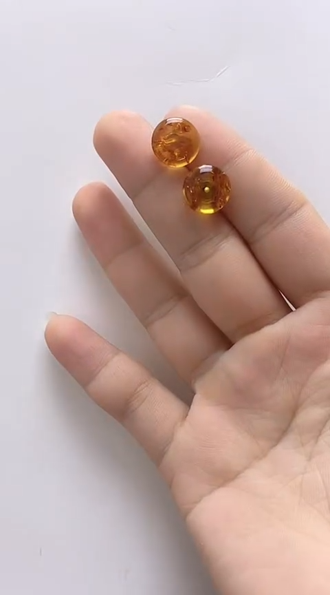 【闪购商品】琥珀裸石银S925镶嵌花珀耳钉