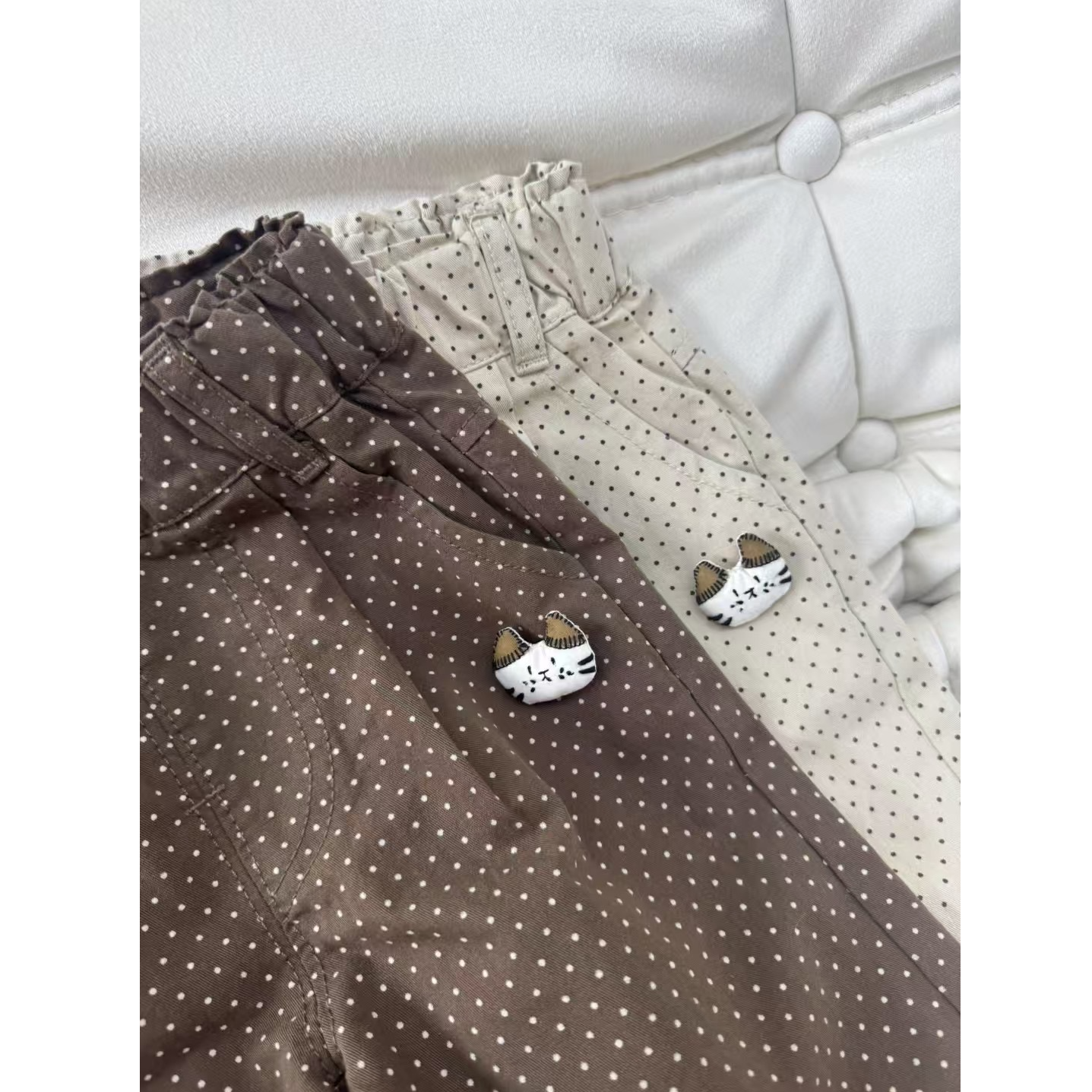 女童韩版三季百搭休闲波点卡通直筒裤