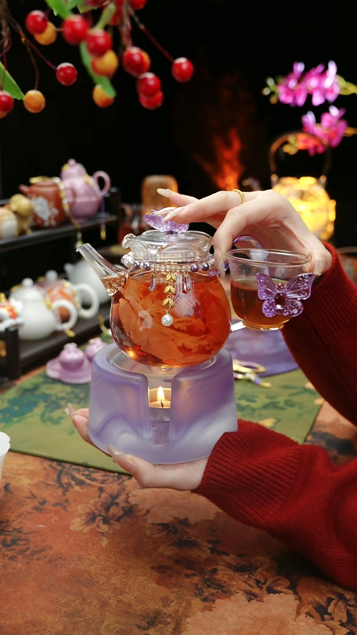 【闪购商品】紫色温茶台+茶壶+链子+杯子