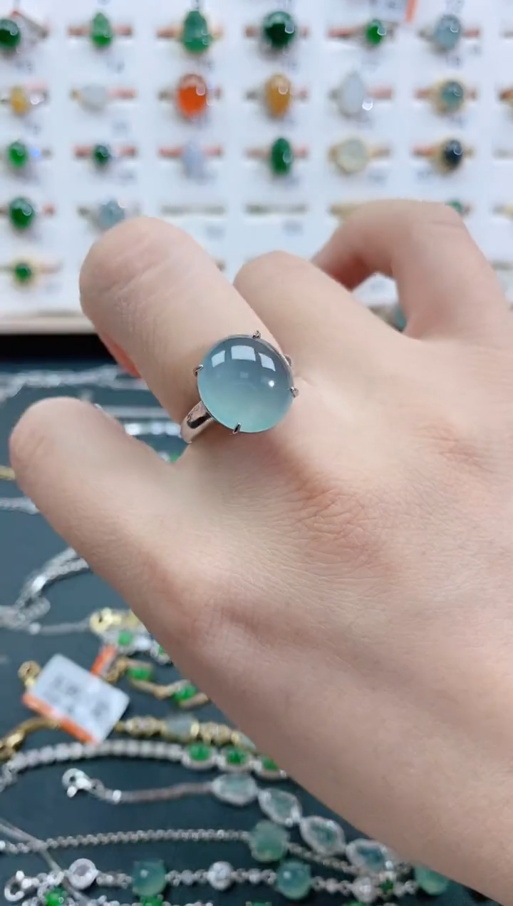 银S925镶嵌戒指翡翠天然翡翠