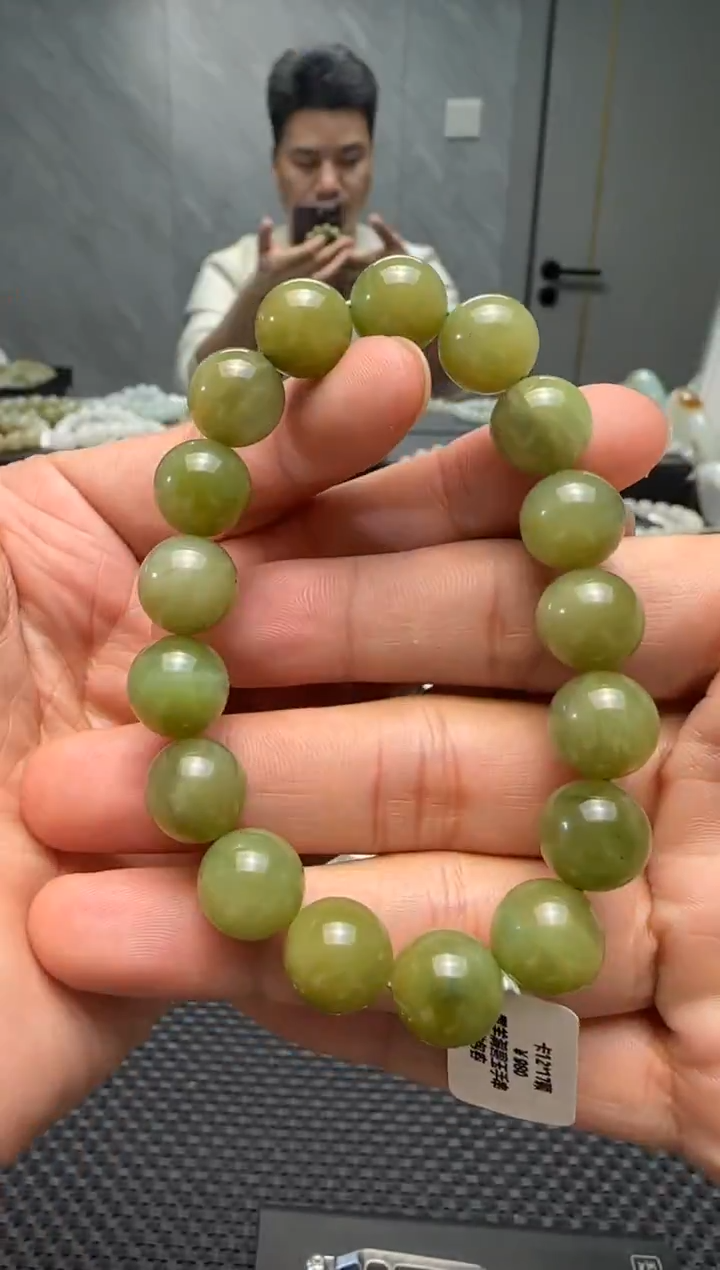 未镶嵌手串和田玉黑羊洞碧玉手串卡12