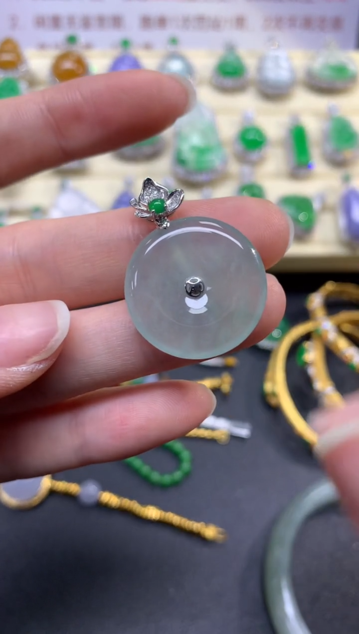 翡翠18K金镶嵌吊坠(不含链)吊坠|1800+180