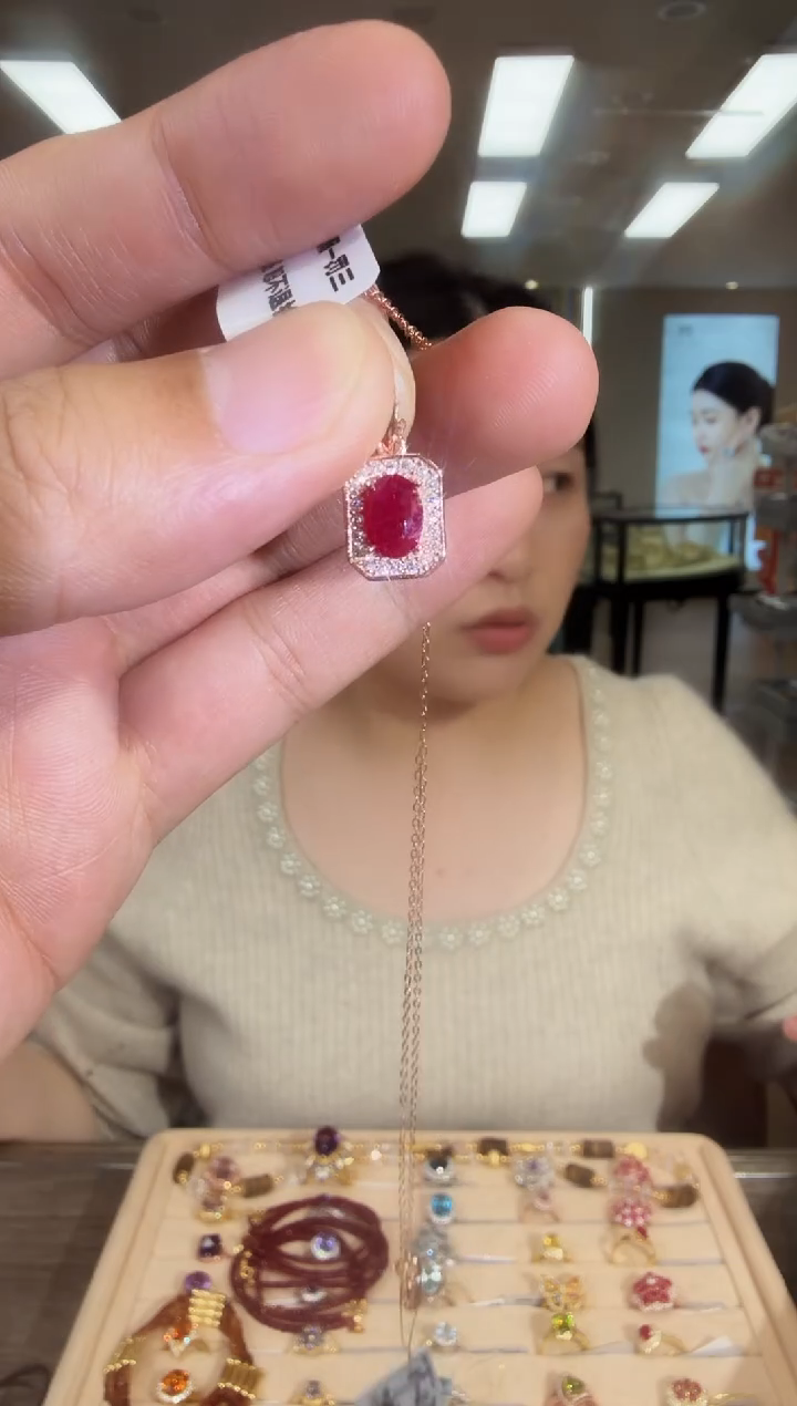银S925镶嵌项链红宝石09