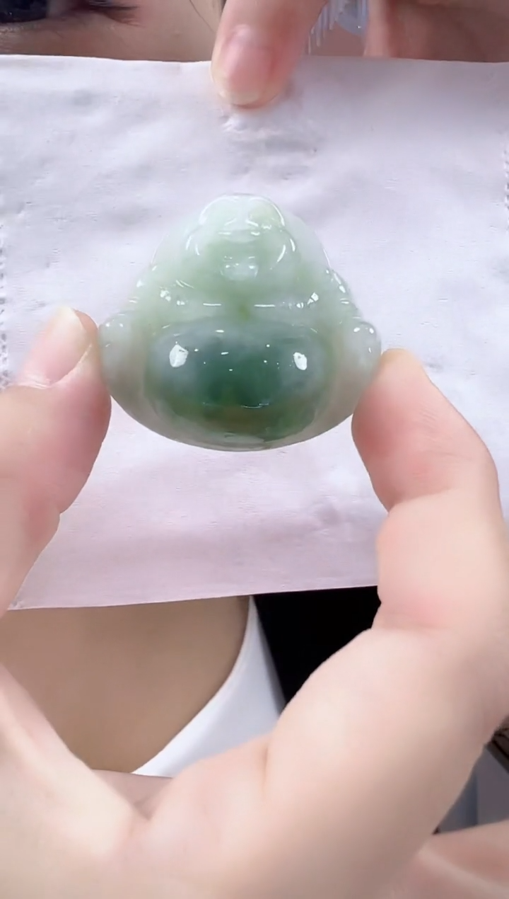 颈饰未镶嵌翡翠孤品翡翠A货飘绿佛吊坠