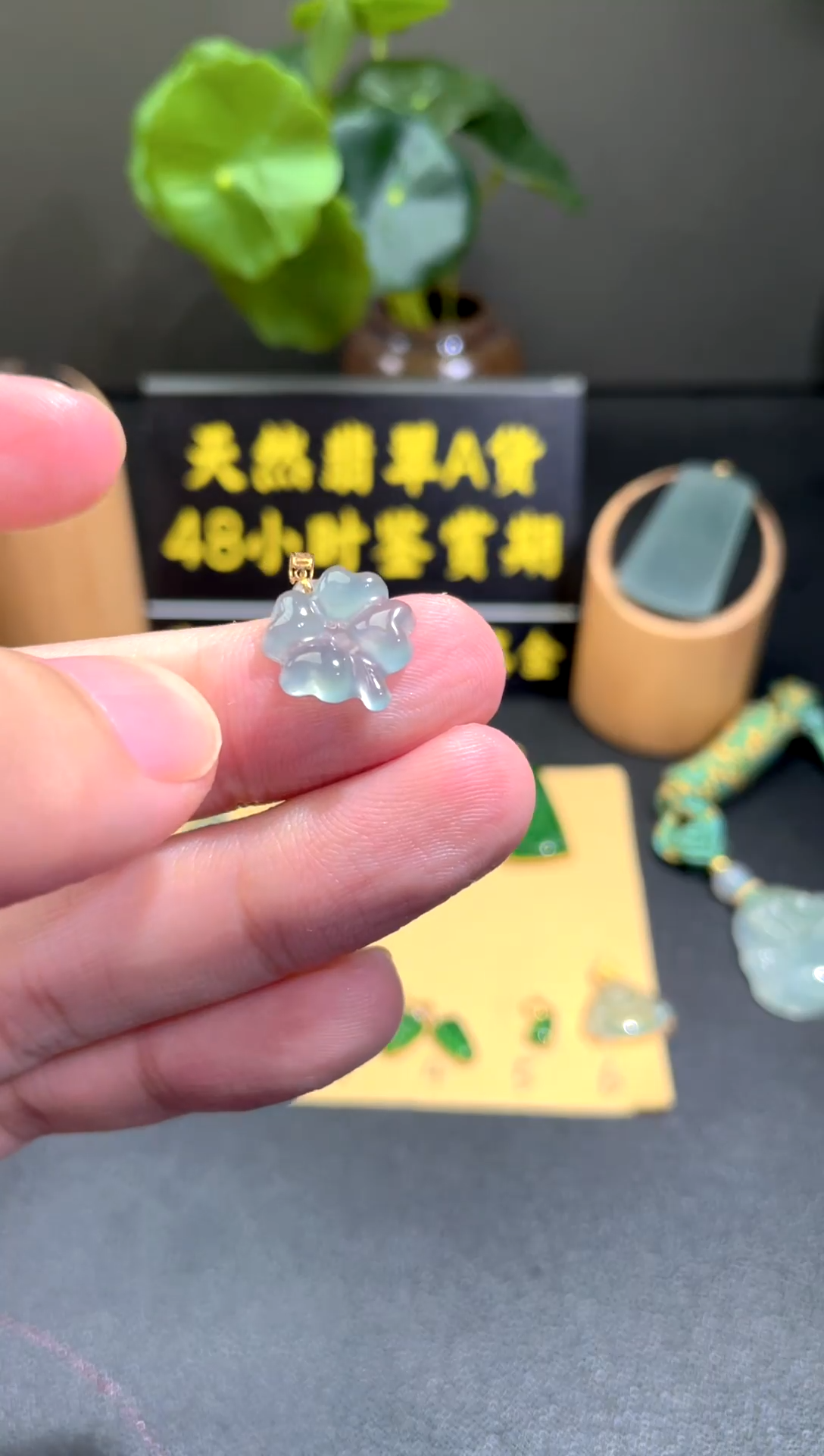 颈饰18K金镶嵌翡翠翡翠A货