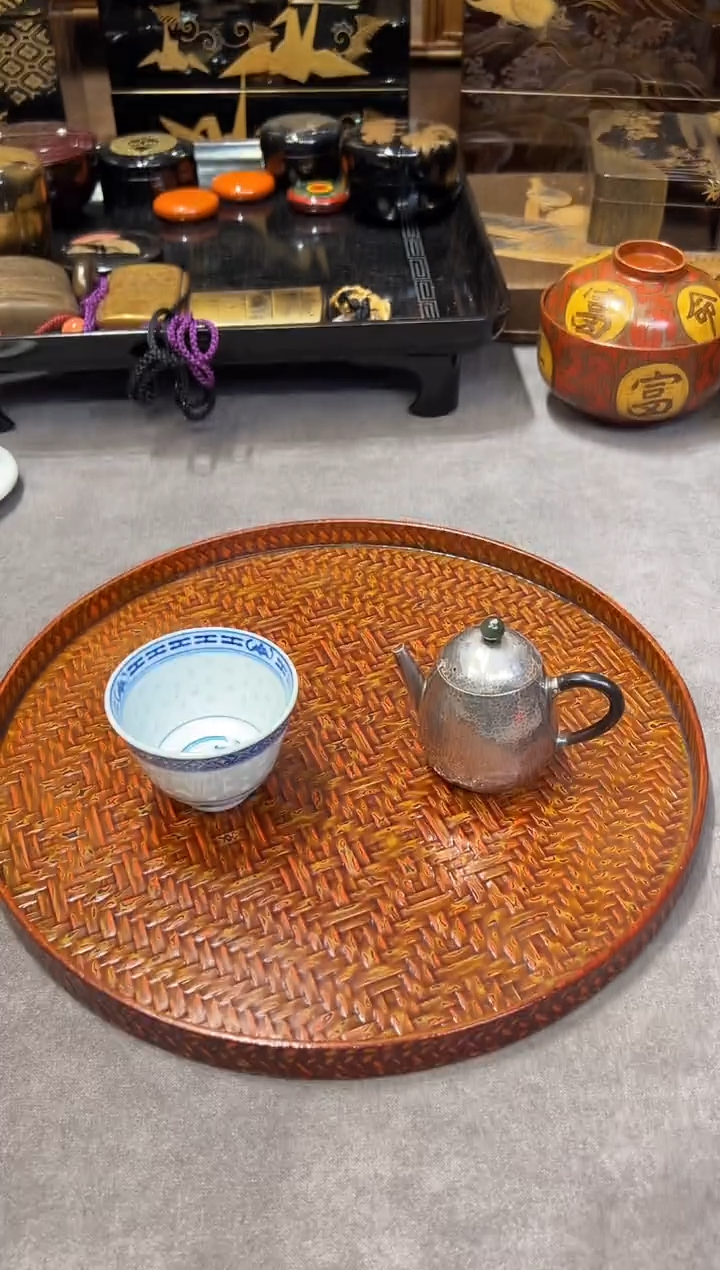  篮胎漆 竹编茶盘 大漆漆器大漆漆器
