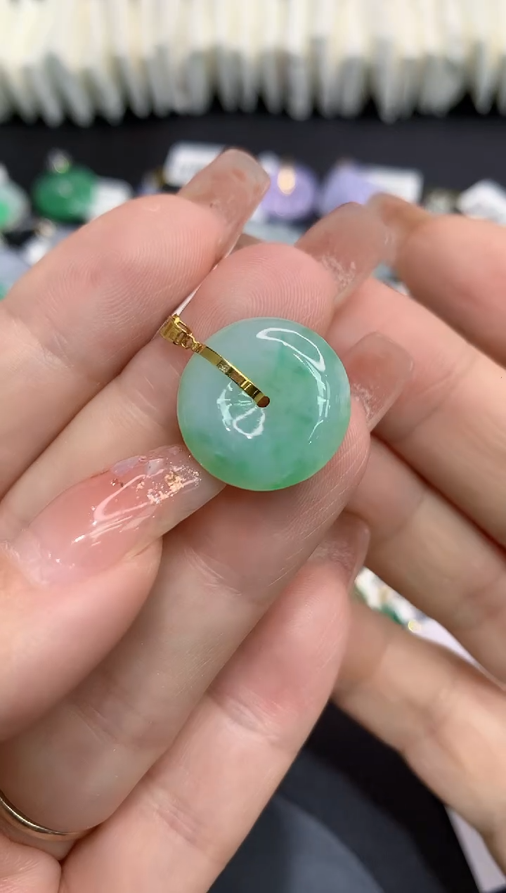 吊坠(不含链)18K金镶嵌翡翠11111111111111