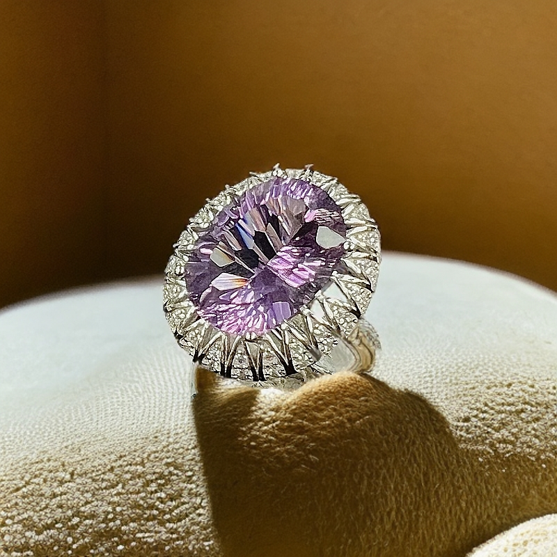 【何姐聊收藏】巴西紫水晶大鸽子蛋高级豪镶戒指 开口戒 YS0670457