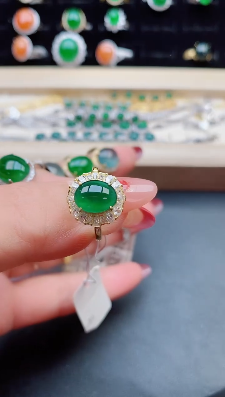 【闪购商品】翡翠戒指银S925镶嵌5080580