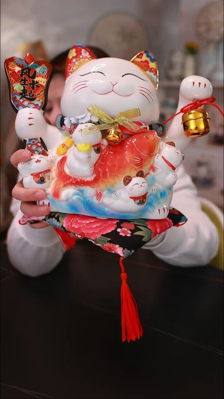 【闪购商品】`11寸风生水起招财猫<E602>