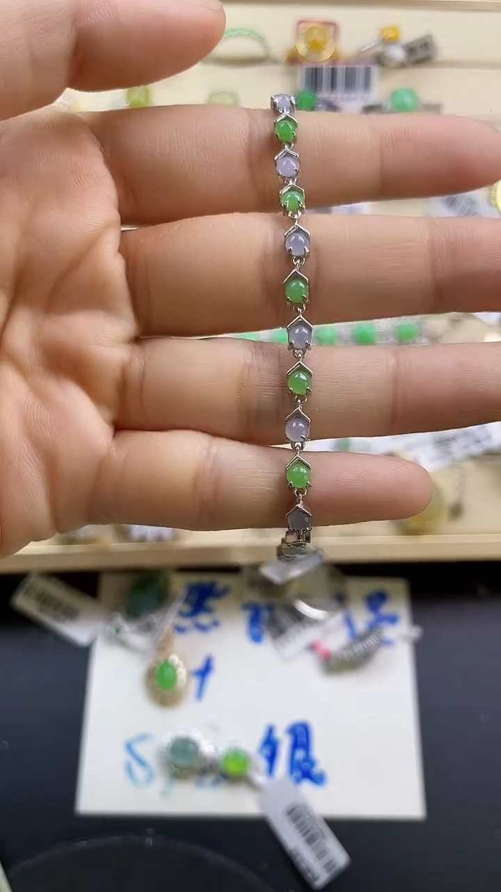 银S925镶嵌戒指翡翠翡翠 蛋面 银S925镶嵌