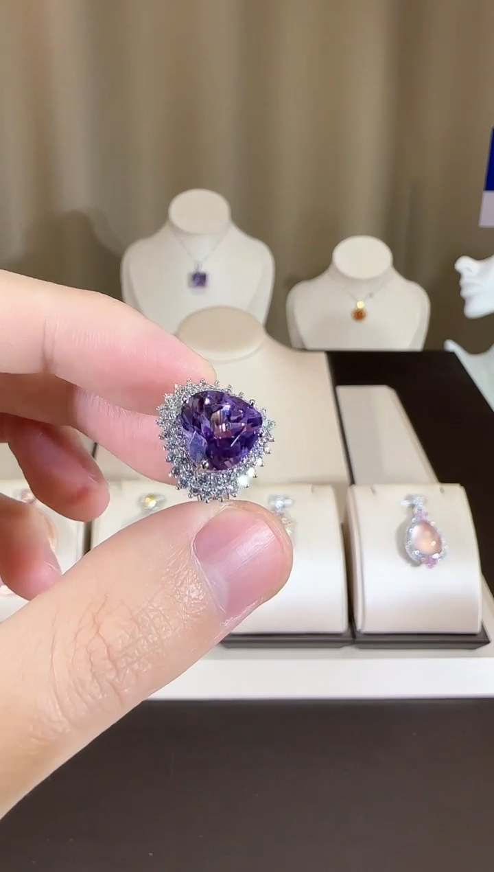 【闪购商品】紫晶戒指银S925镶嵌设计款
