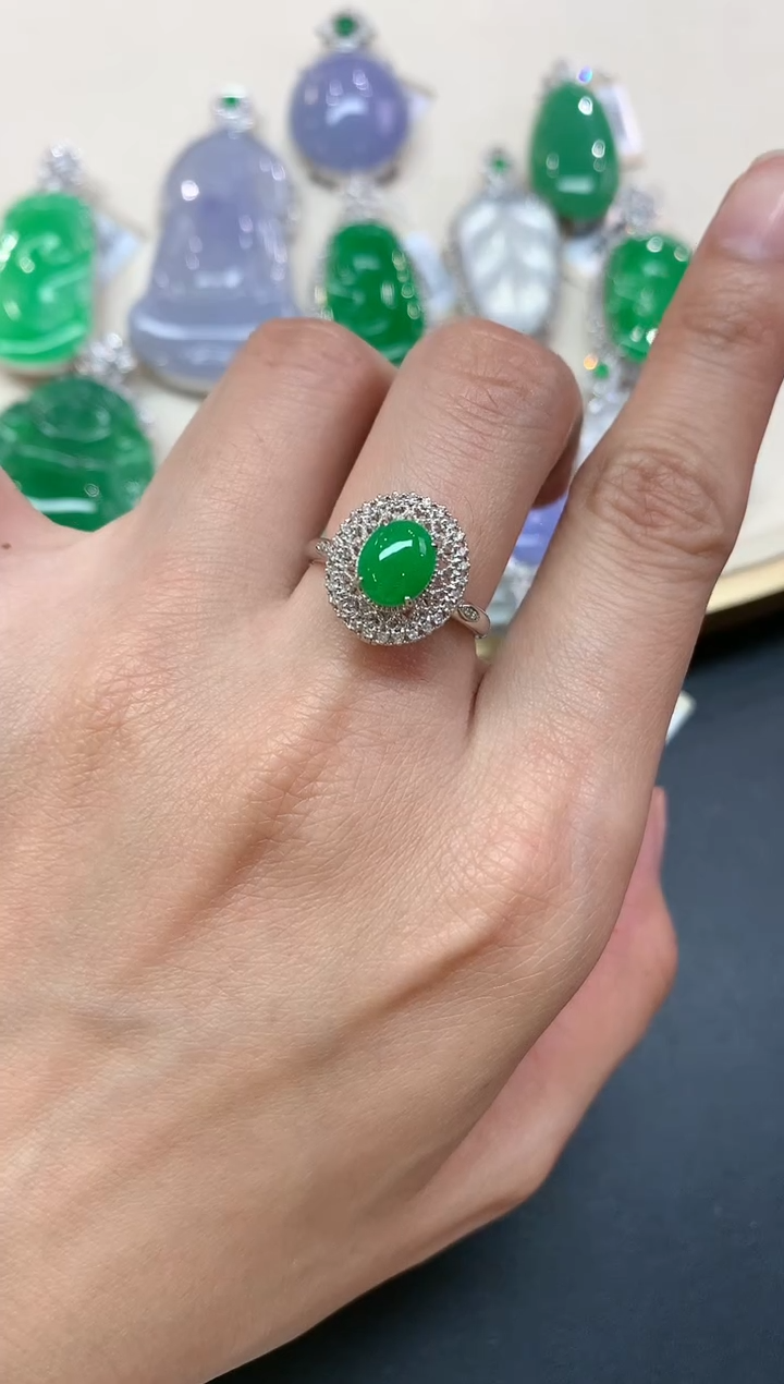 【闪购商品】翡翠18K金镶嵌戒指A47|7980