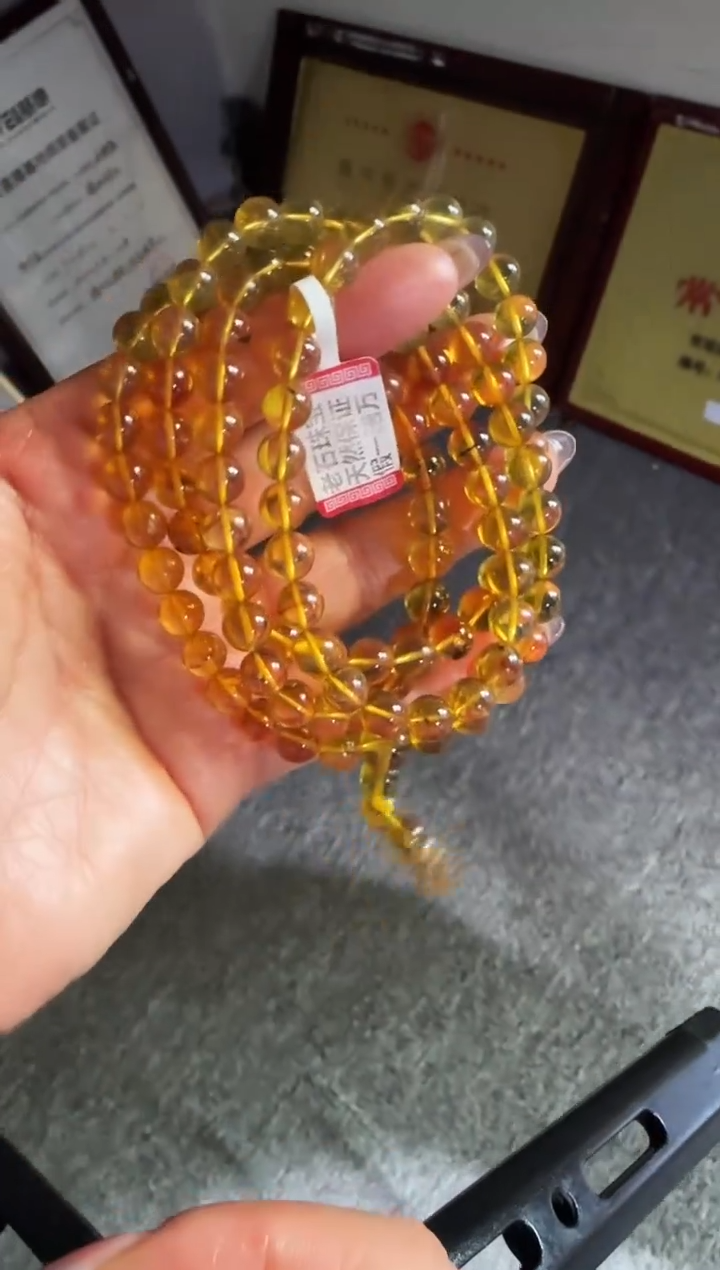 琥珀颈饰未镶嵌#28缅甸琥珀金沙蜜108.7mm 