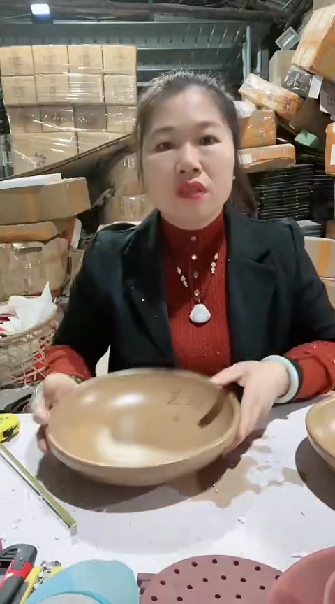 陶5664瑕疵咖色煎盘