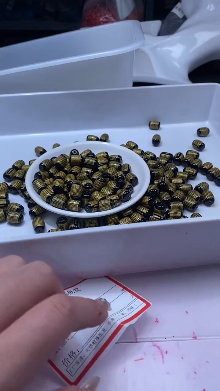 未镶嵌颈饰玛瑙/玉髓w2334黑心经桶珠14*10mm*3颗