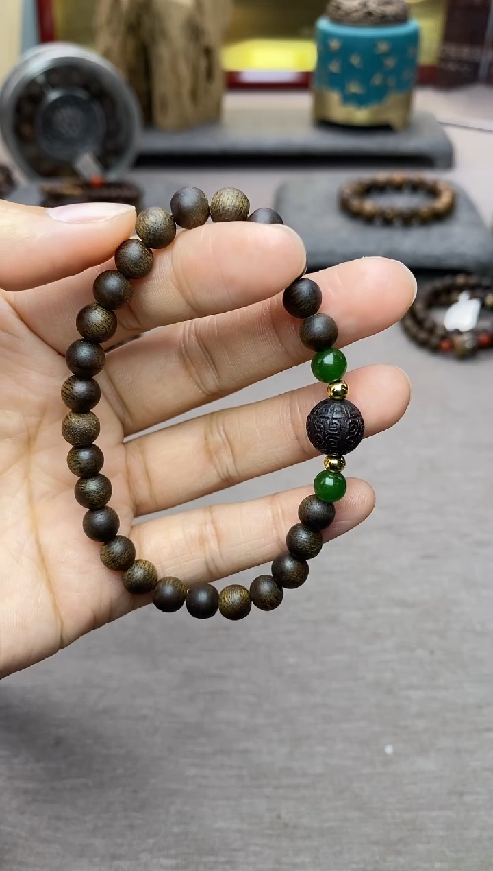 【闪购商品】沉香手串顺化紫棋06沉水+降真香1.0回纹+配饰