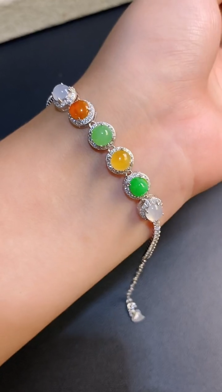 银S925镶嵌翡翠耳饰天然