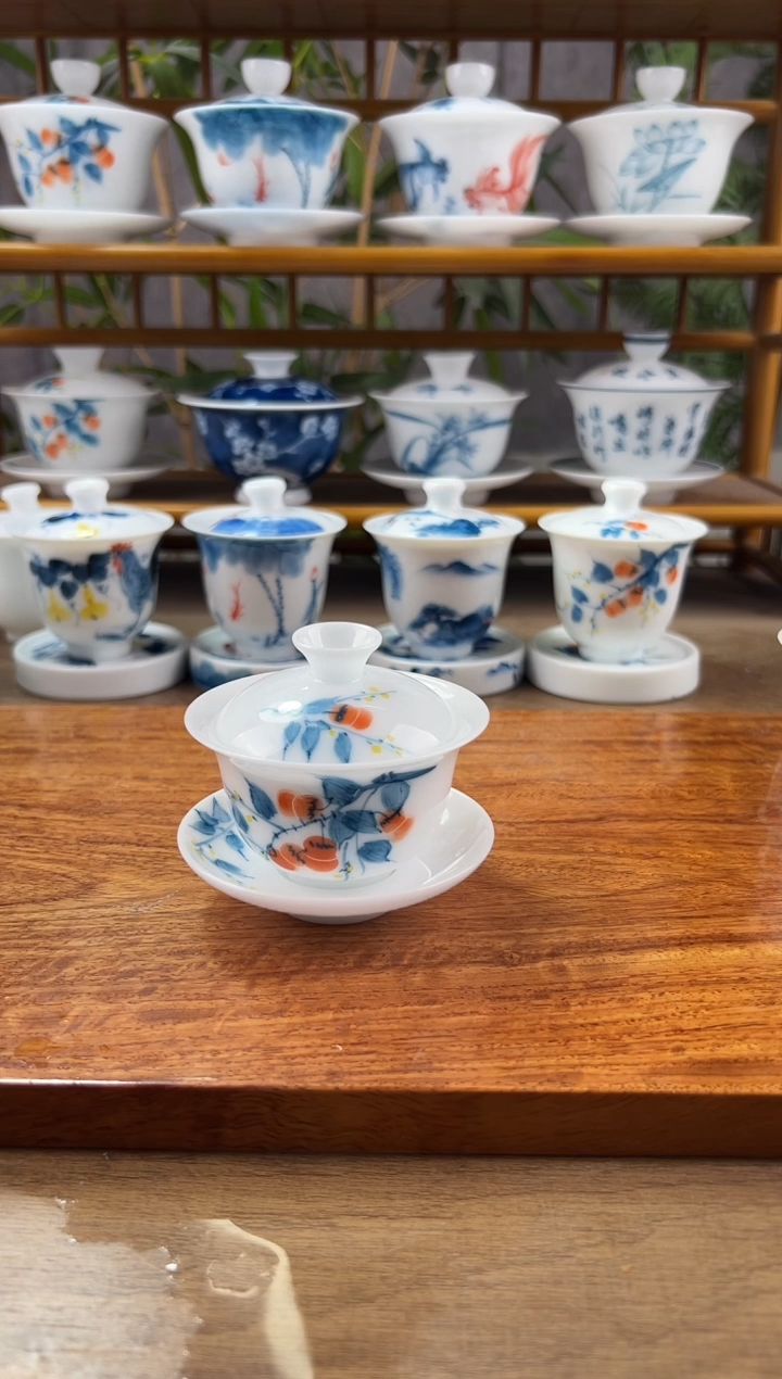 【闪购商品】全品柿子80ml三才盖碗