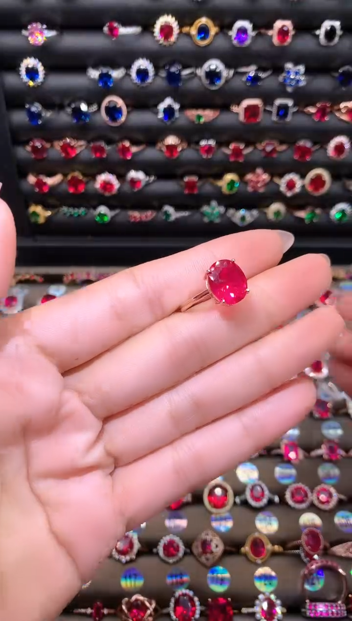 【闪购商品】红宝石戒指银S925镶嵌1012玫瑰金