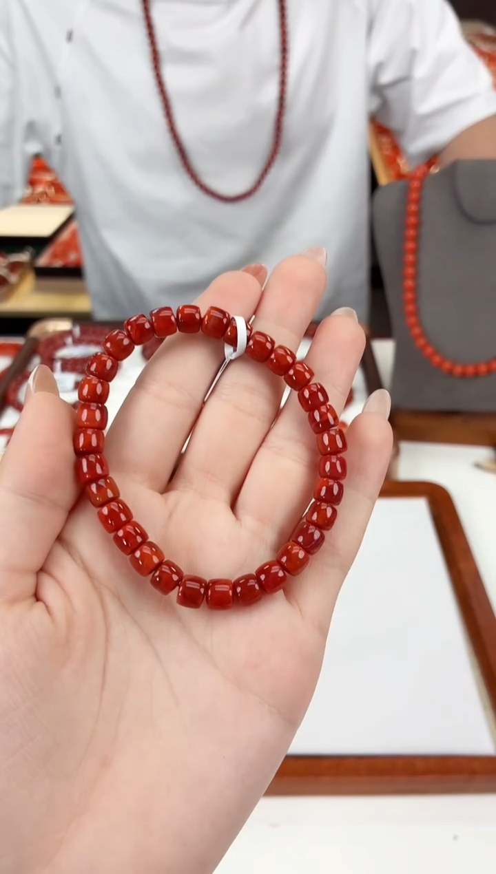 南红玛瑙未镶嵌瓦西直切手串6+一个/条