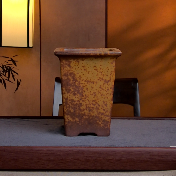 添季14*21内径 高温柴烧还原烧窑变口沿四方签筒兰花花盆