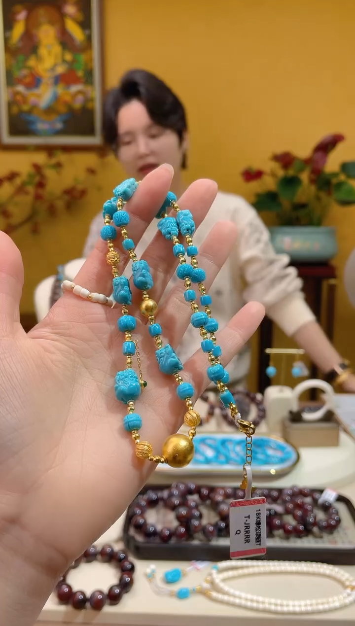【闪购商品】绿松石颈饰18K金镶嵌31@@ZY50307044