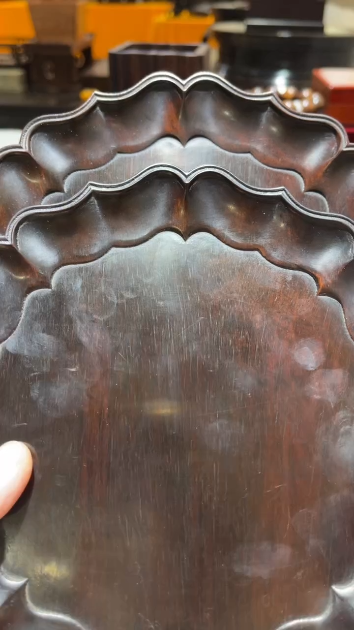 红酸枝木类慢*精品木雕盘2片精工细作