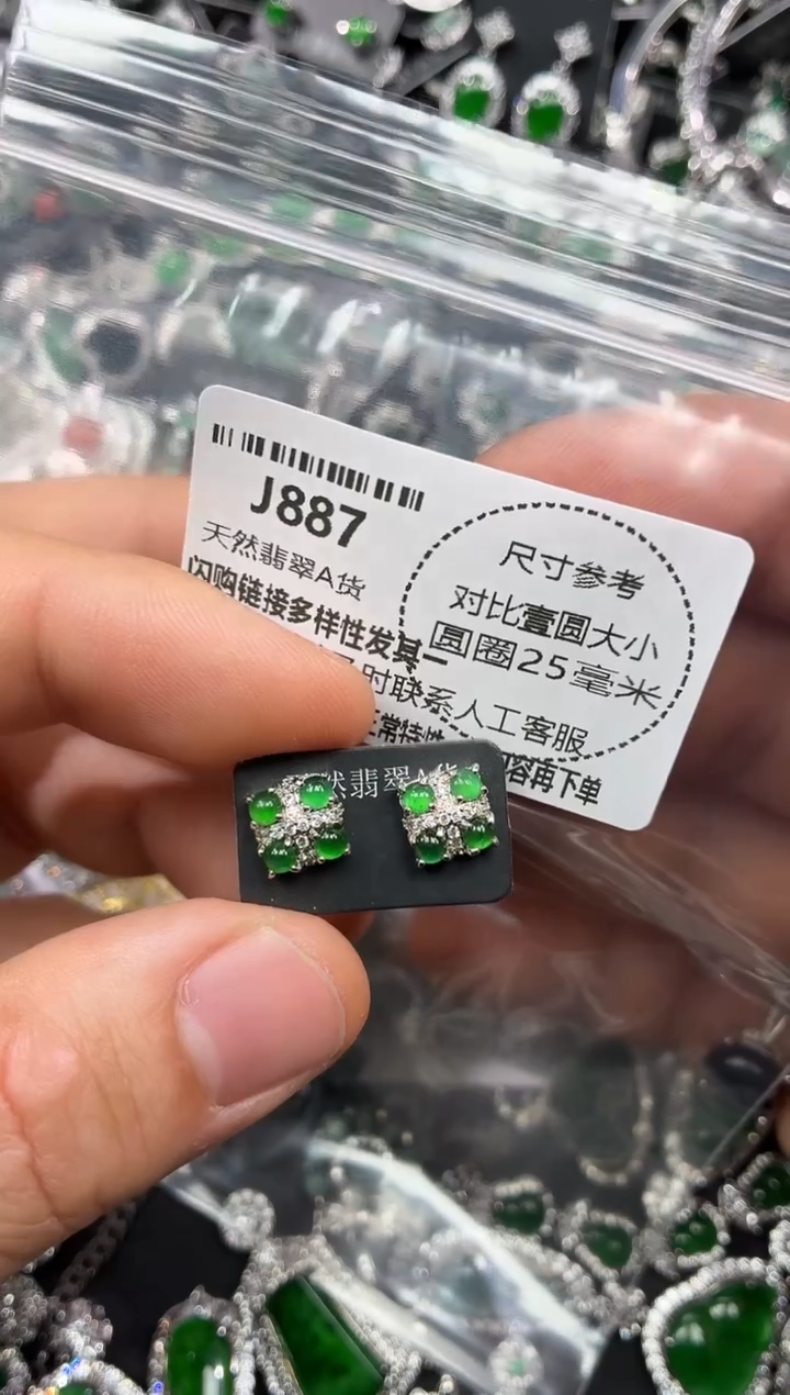 颈饰未镶嵌翡翠J887耳钉