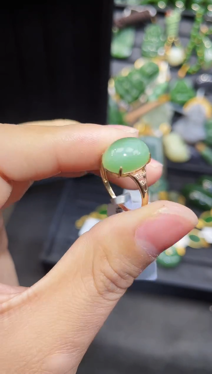 【闪购商品】和田玉戒指18K金镶嵌多样性发一