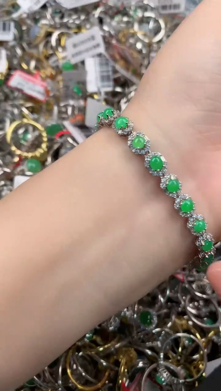 银S925镶嵌戒指翡翠999   6