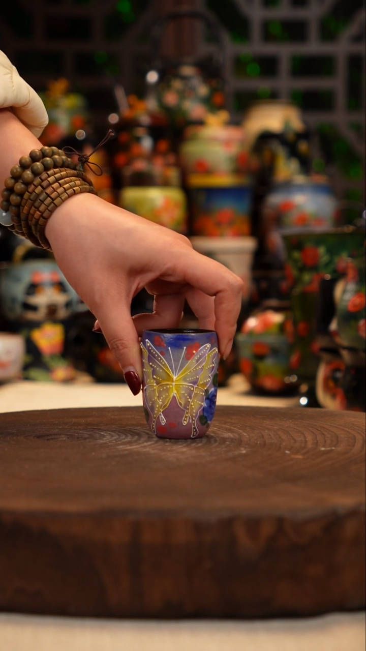 油画   手绘釉下彩杯子