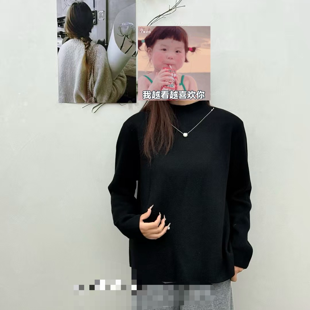 【李姑娘专属】11036设计感半高领一体绒链条毛衣内搭