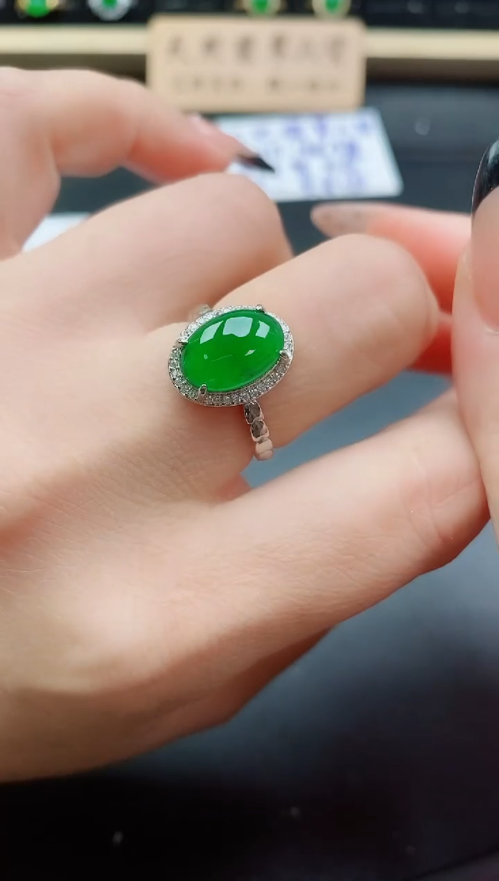 银S925镶嵌戒指翡翠1