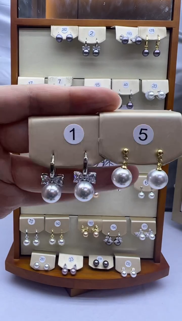 未镶嵌耳饰淡水珍珠1+5