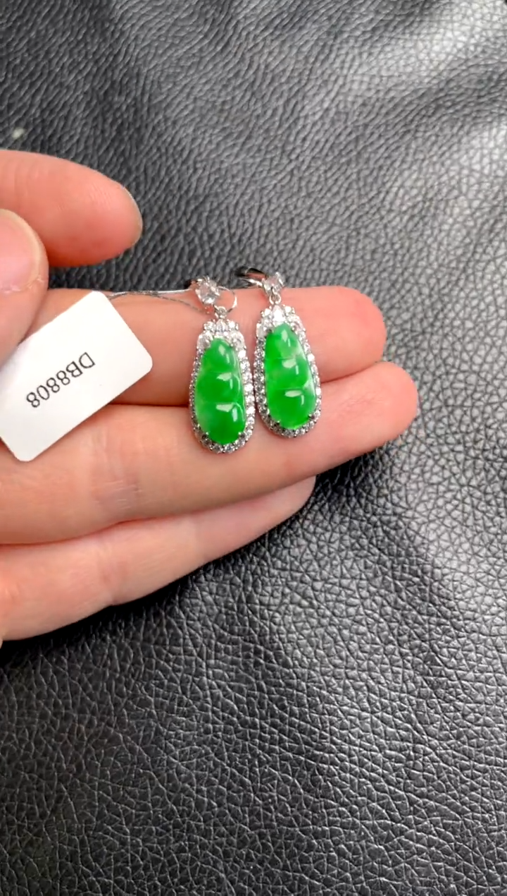 【闪购商品】翡翠吊坠(不含链)银S925镶嵌耳坠