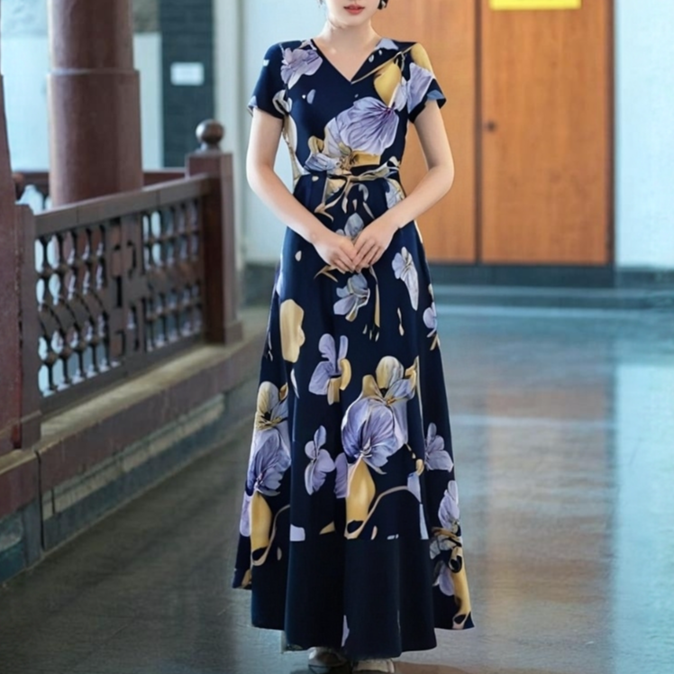 【墨染桑罗连衣裙】1-2261新款时尚连衣裙