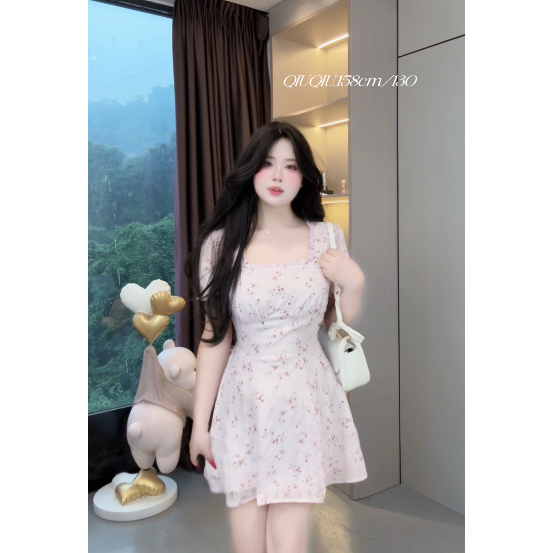 【樱粉日记】9681 胖mm2025夏季新款泡泡皱显瘦收腰绑带A字连衣裙