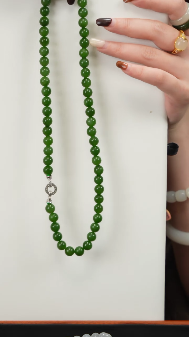 【闪购商品】和田玉项链未镶嵌碧玉卡8mm项链圆口（多样性发货）