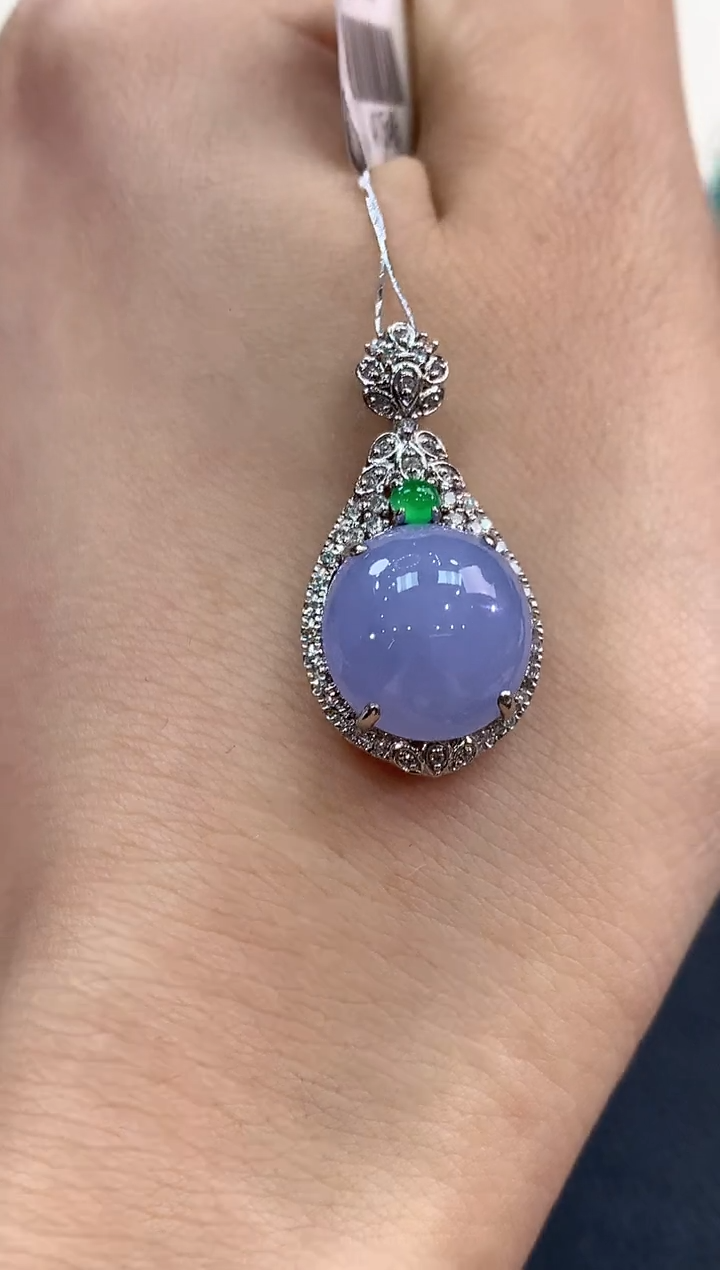 【闪购商品】翡翠吊坠(不含链)18K金镶嵌B142有色差