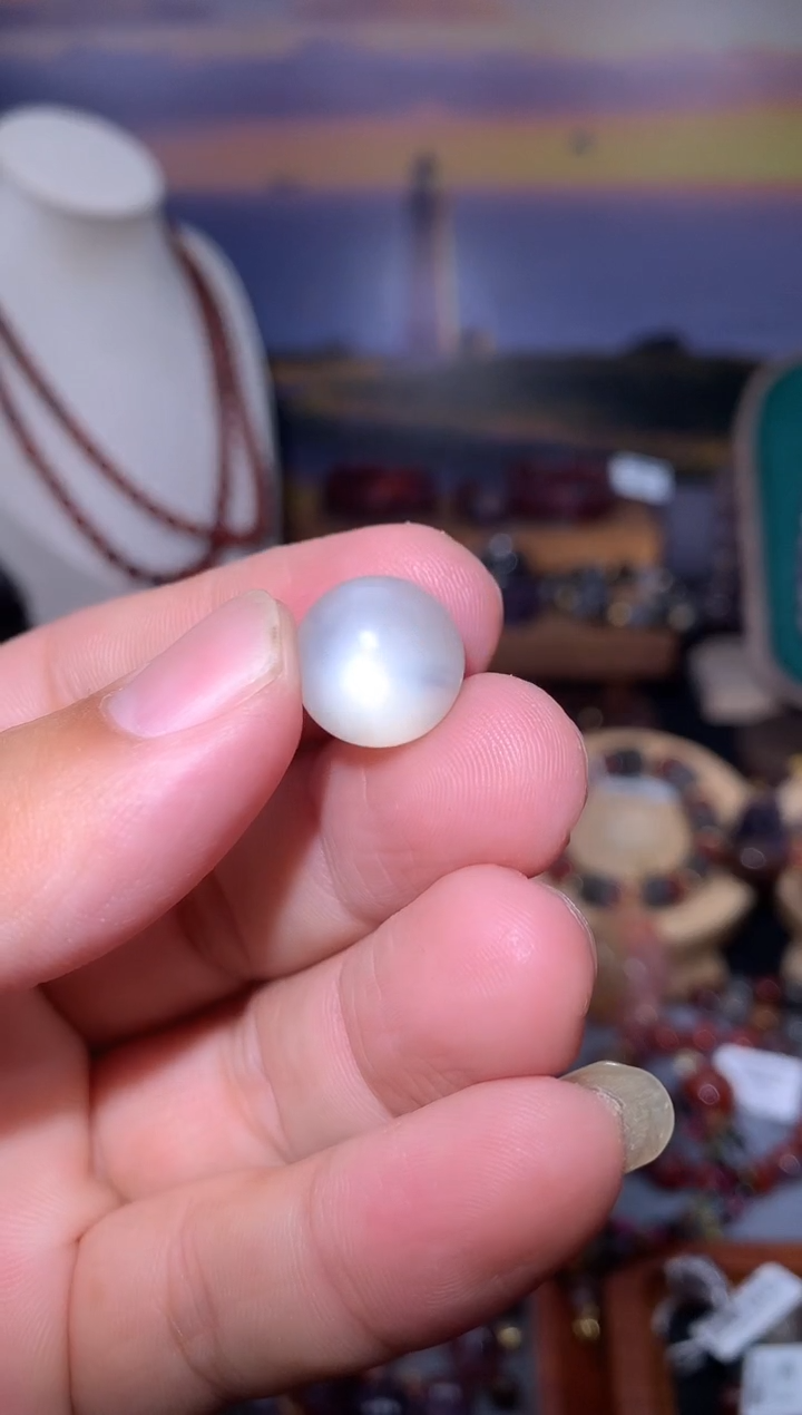 未镶嵌单颗长石白月光圆珠单颗