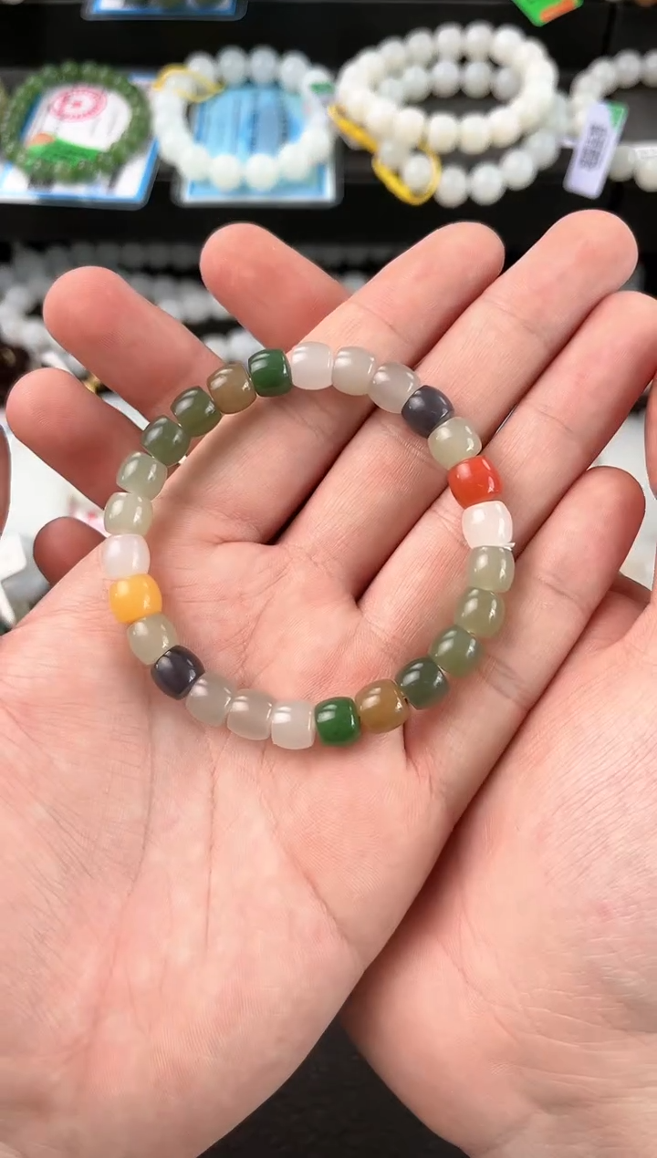 【闪购商品】和田玉手串未镶嵌多宝直切手串卡8微色差（青海料为主）