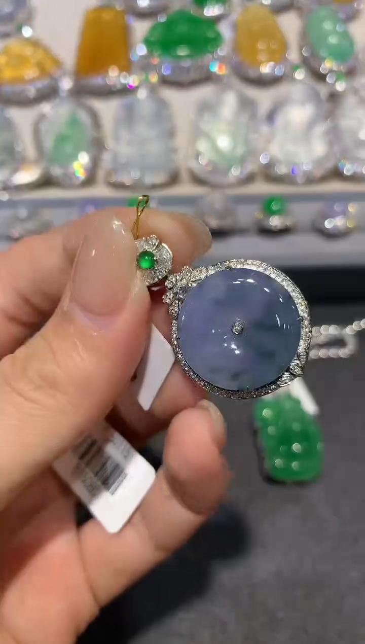 【闪购商品】翡翠吊坠(不含链)18K金镶嵌q345紫货有色差