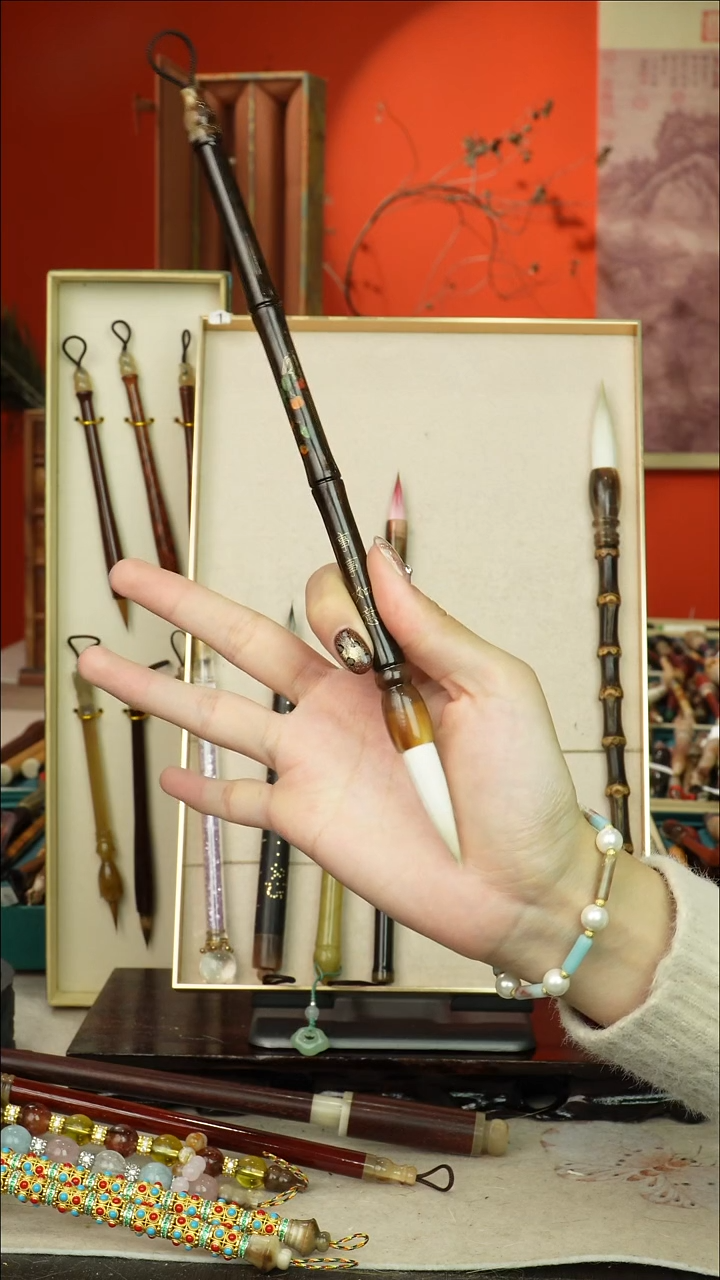 68号闪孤品高货毛笔链接 清水试笔 蘸墨不退