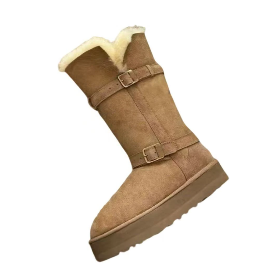 3cm【骑士靴全新未拆封】短/高筒 桑坡雪地靴羊皮毛一体时尚百搭