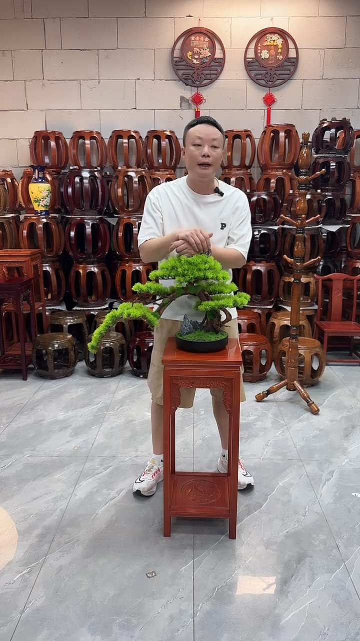 花梨木类家具花梨色80高鱼福花架一对（二个）