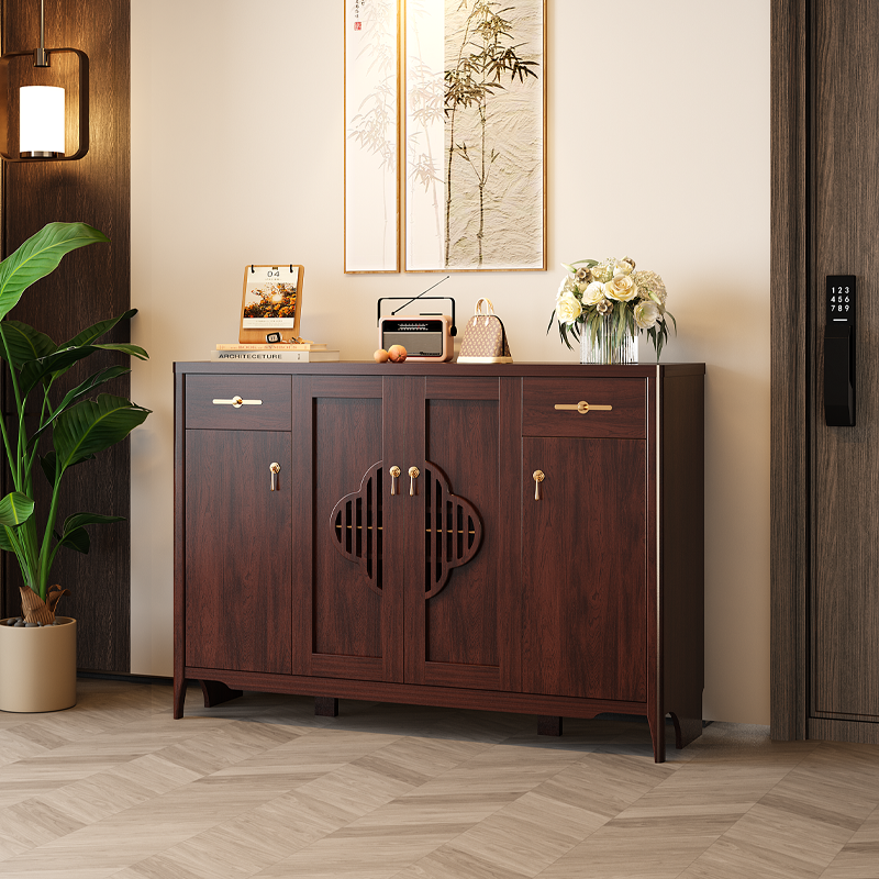 新中式实木鞋柜收纳靠墙客厅轻奢家用简约大容量隔断玄关门厅