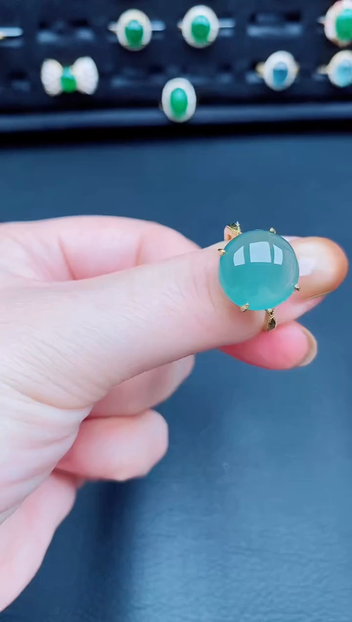 【闪购商品】翡翠戒指银S925镶嵌天然a货翡翠136