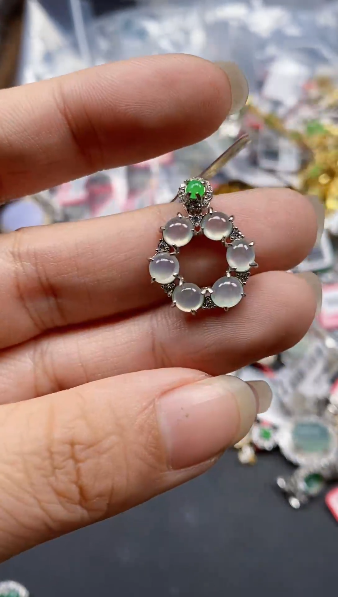 银S925镶嵌戒指翡翠天然A货缅甸翡翠