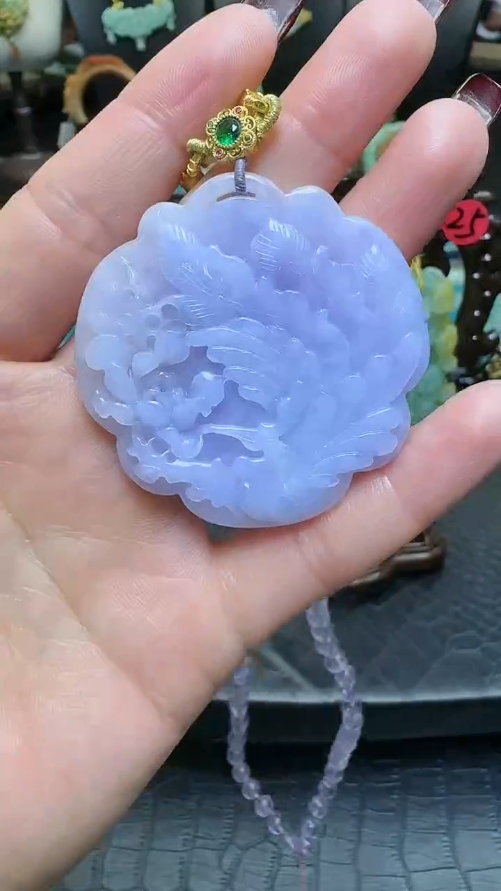 【闪购商品】翡翠颈饰未镶嵌凤穿牡丹